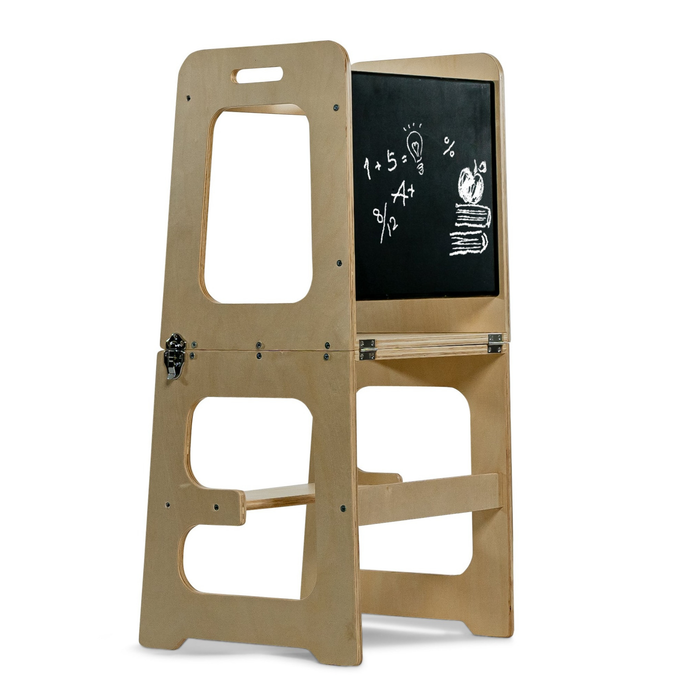 Date - 4 in 1 Kitchen Tower, Desk, Step Stool and Chalkboard - Sweatfully