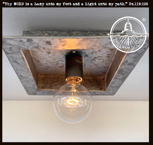 Square Galvanized Farmhouse Ceiling Light Fixture - Sweatfully