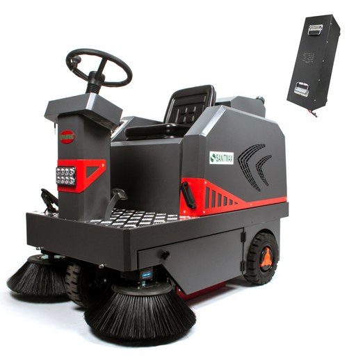 SM1250+ 49" Ride-on Industrial Floor Sweeper,  69000 Sqft/h, 3.5 hr Fast Charging Lithium Battery - Sweatfully