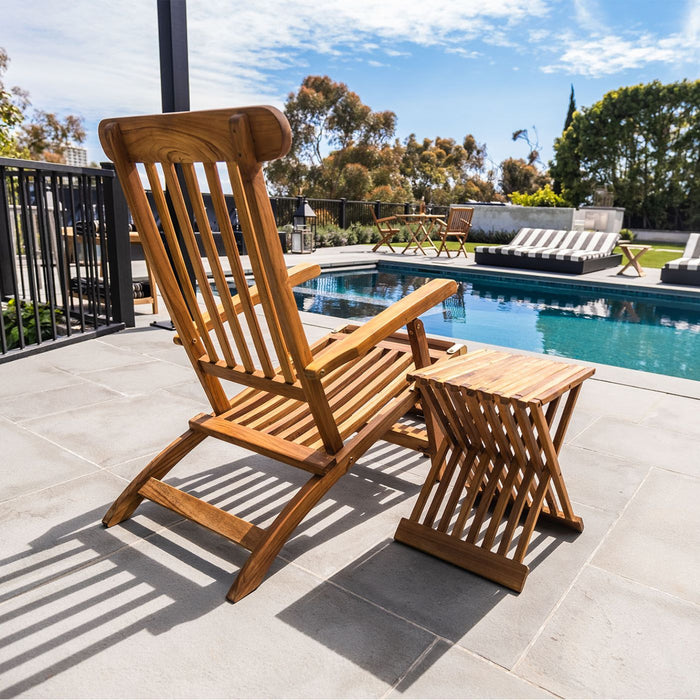 Telluride Teak Outdoor Sun Lounger - Sweatfully