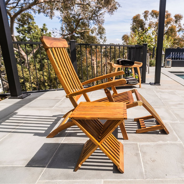 Telluride Teak Outdoor Sun Lounger - Sweatfully
