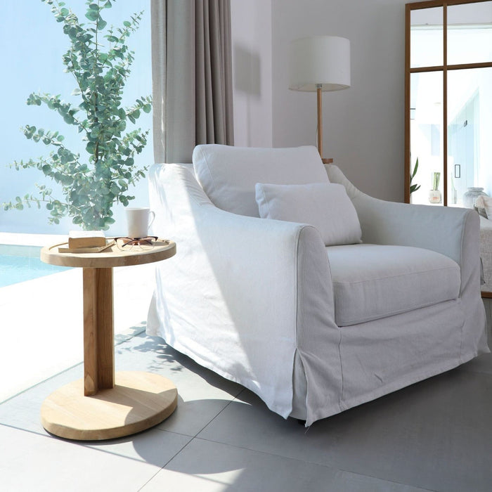 Cabo Natural Teak C Shaped Side Table - Sweatfully