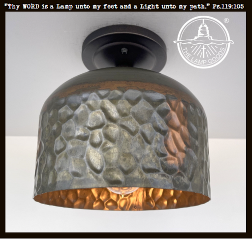 Verde Green and Copper Metal Dome Ceiling Light - Sweatfully