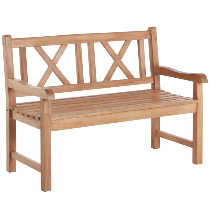 Åre 2 Person Natural Teak Outdoor Patio and Garden Bench - Sweatfully