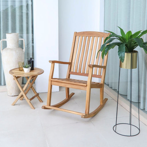 Telluride Oiled Teak Outdoor Patio Rocking Chair - Sweatfully