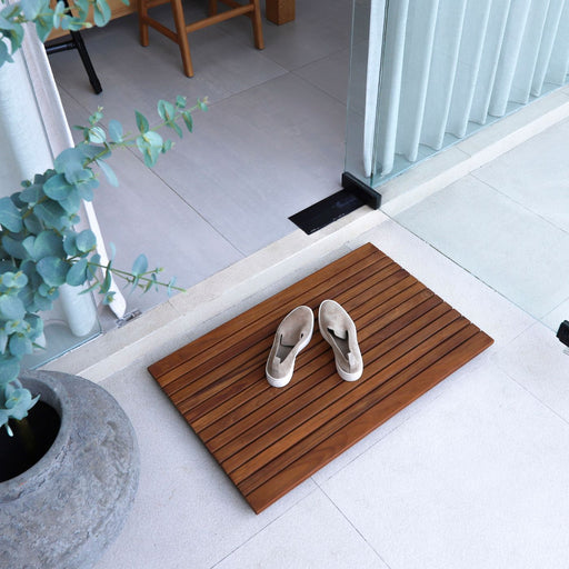 Durango Oiled Teak Shower and Bath Mat with Wide End Slat 31.4″ x 19.6″ - Sweatfully