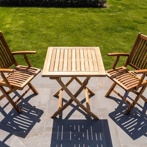 Telluride 2 Person Teak Folding Patio/Balcony Table - 28" - Sweatfully