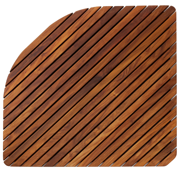 Airstream Oiled Teak Shower and Bath Mat with Rounded Edge 30″ x 30″ - Sweatfully