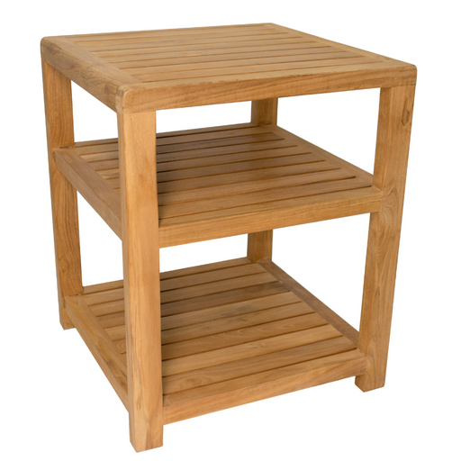 Charleston Natural Teak Spa/Bathroom - Under Sink - Storage Bench - 14" - Sweatfully