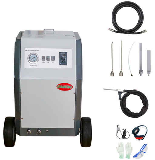 SM2000 Dry Ice Blasting Machine, 44 lbs Dry Ice Hopper, Hand Control Spray Gun Kit, 5 Nozzles - Sweatfully