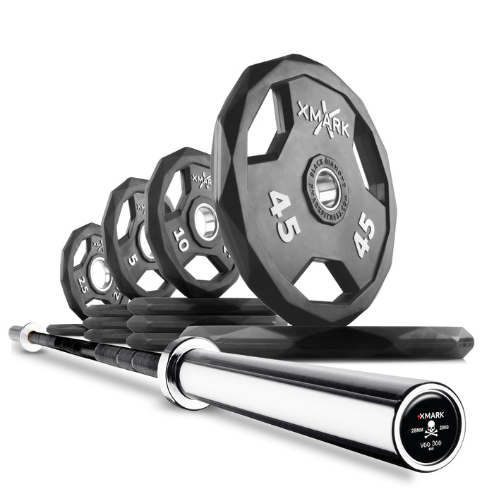 XMARK Black Diamond® Olympic Weight Plates and Olympic Barbell Sets VOODOO-BD-BAL-155 - Sweatfully