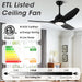 52" Vaczon 3 Blades Ceiling Fan with LED Light and Remote Control - Sweatfully