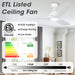 52" Vaczon 3 Blades Ceiling Fan with LED Light and Remote Control - Sweatfully