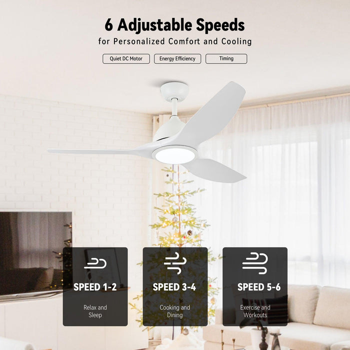 52" Vaczon 3 Blades Ceiling Fan with LED Light and Remote Control - Sweatfully