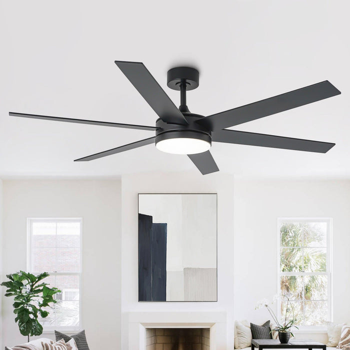 60" Volga DC Motor 6 Blades Modern Downrod Mount Ceiling Fan with Remote Control - Sweatfully