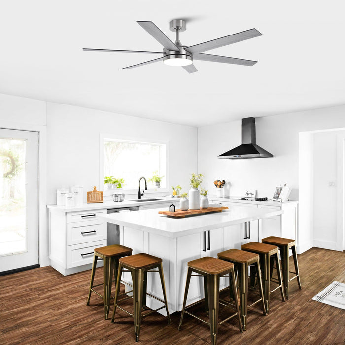 60" Volga DC Motor 6 Blades Modern Downrod Mount Ceiling Fan with Remote Control - Sweatfully