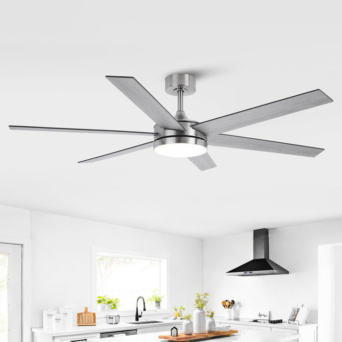 60" Volga DC Motor 6 Blades Modern Downrod Mount Ceiling Fan with Remote Control - Sweatfully