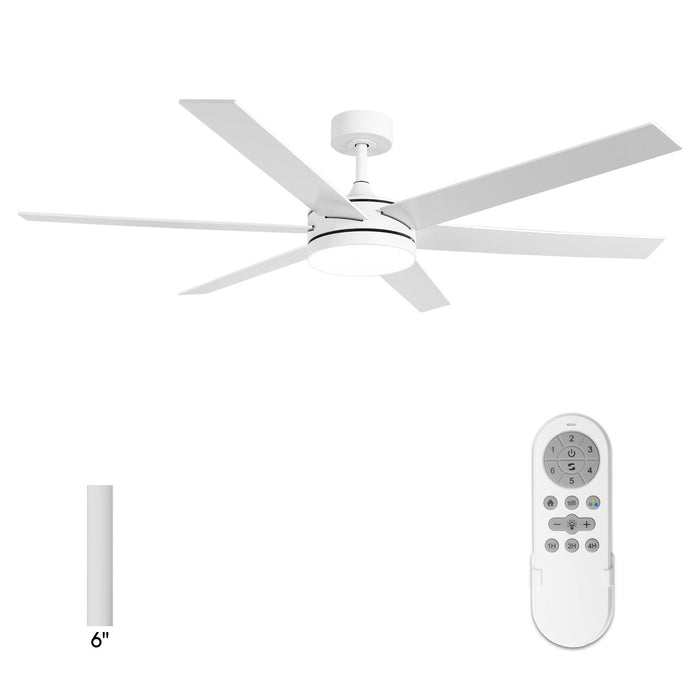60" Volga DC Motor 6 Blades Modern Downrod Mount Ceiling Fan with Remote Control - Sweatfully