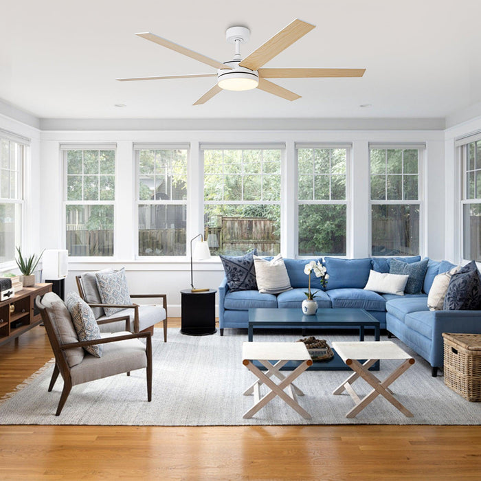 60" Volga DC Motor 6 Blades Modern Downrod Mount Ceiling Fan with Remote Control - Sweatfully