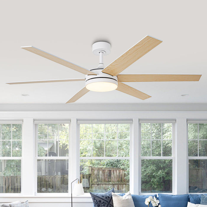 60" Volga DC Motor 6 Blades Modern Downrod Mount Ceiling Fan with Remote Control - Sweatfully