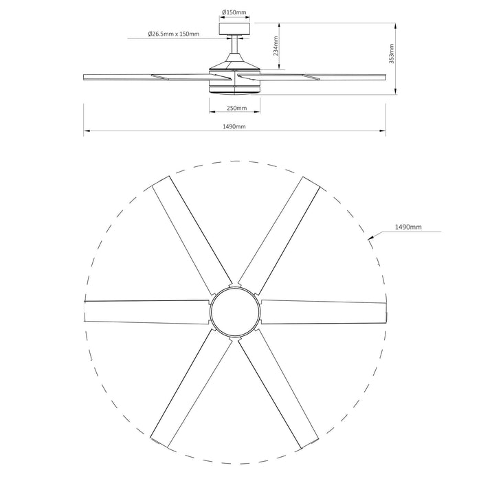 60" Volga DC Motor 6 Blades Modern Downrod Mount Ceiling Fan with Remote Control - Sweatfully