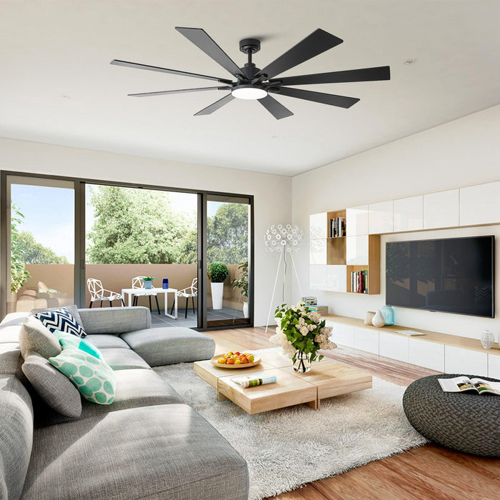 72 Inch Elbe Modern Downrod Mount Ceiling Fan with Light and Remote Control - Sweatfully