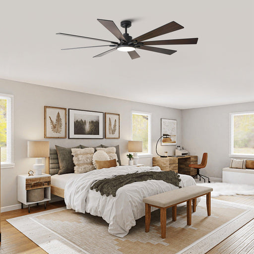 72 Inch Elbe Modern Downrod Mount Ceiling Fan with Light and Remote Control - Sweatfully