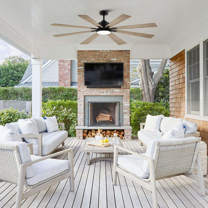 72 Inch Elbe Modern Downrod Mount Ceiling Fan with Light and Remote Control - Sweatfully