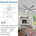 72 Inch Elbe Modern Downrod Mount Ceiling Fan with Light and Remote Control - Sweatfully