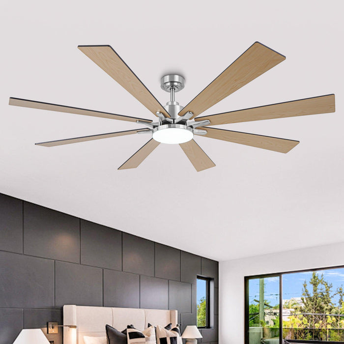 72 Inch Elbe Modern Downrod Mount Ceiling Fan with Light and Remote Control - Sweatfully