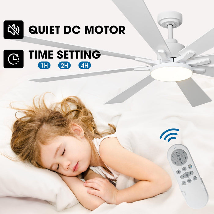 72 Inch Elbe Modern Downrod Mount Ceiling Fan with Light and Remote Control - Sweatfully