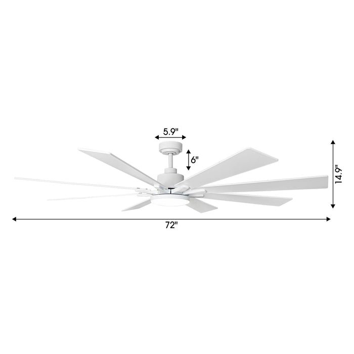 72 Inch Elbe Modern Downrod Mount Ceiling Fan with Light and Remote Control - Sweatfully