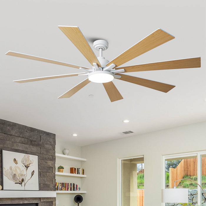 72 Inch Elbe Modern Downrod Mount Ceiling Fan with Light and Remote Control - Sweatfully