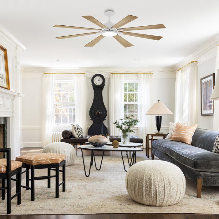 72 Inch Elbe Modern Downrod Mount Ceiling Fan with Light and Remote Control - Sweatfully
