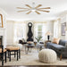 72 Inch Elbe Modern Downrod Mount Ceiling Fan with Light and Remote Control - Sweatfully