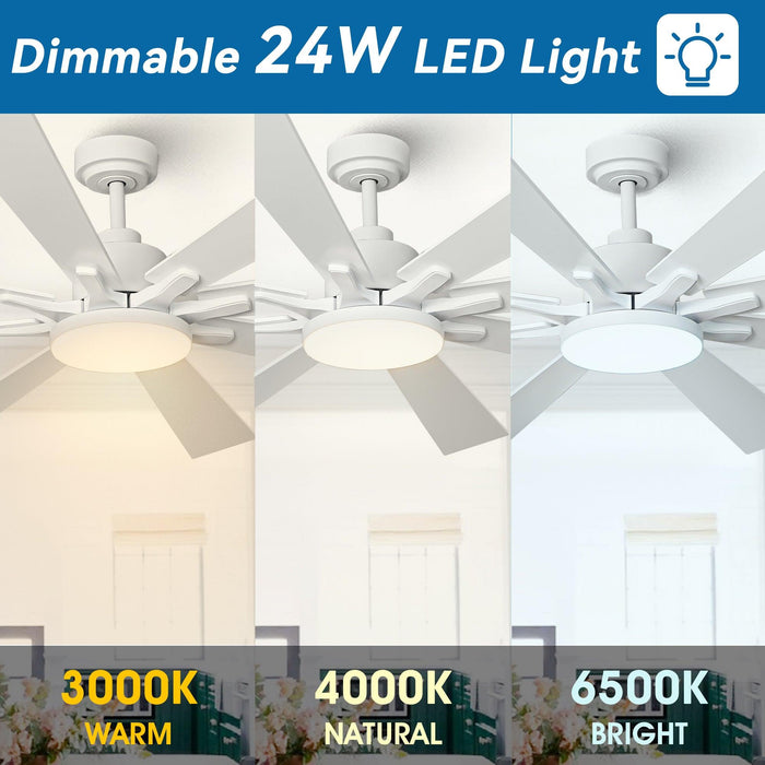 72 Inch Elbe Modern Downrod Mount Ceiling Fan with Light and Remote Control - Sweatfully