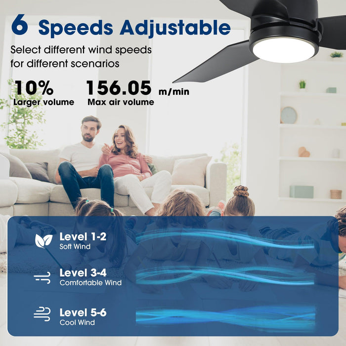 Vaczon 42 Inch DC Motor Modern Downrod Ceiling Fan with LED Light and Remote Control - Sweatfully