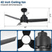 Vaczon 42 Inch DC Motor Modern Downrod Ceiling Fan with LED Light and Remote Control - Sweatfully
