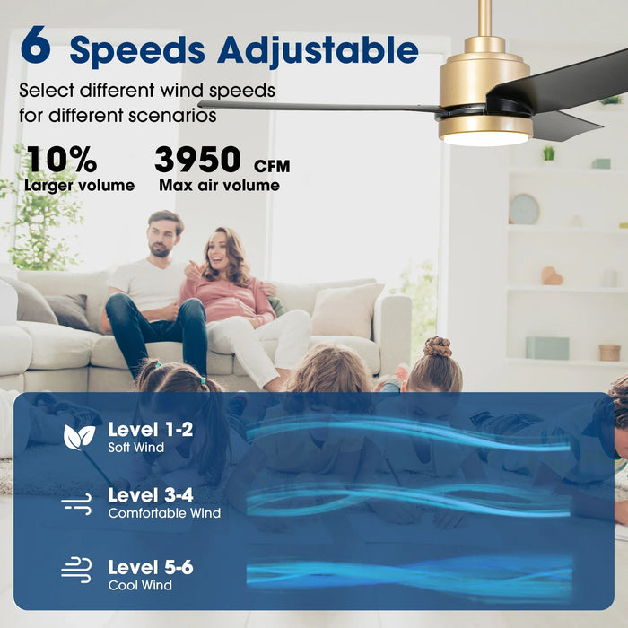 Vaczon 42 Inch 3-Blades Modern Ceiling Fan with Remote Control and LED Light - Sweatfully