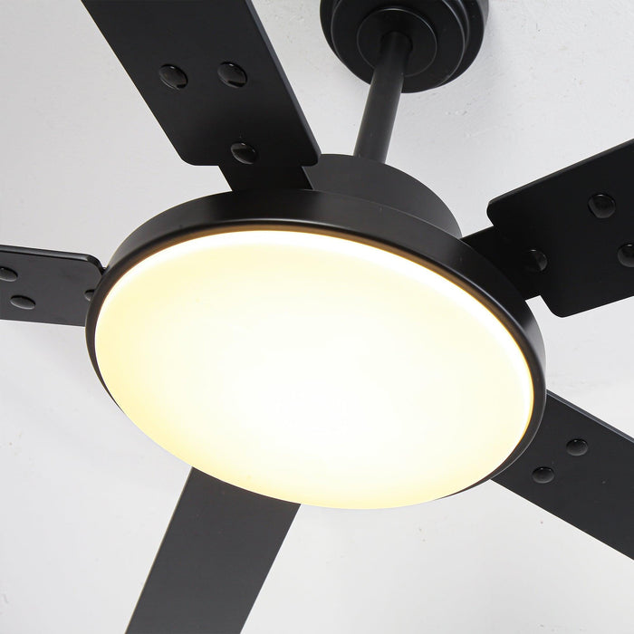 Vaczon 52 Inch 5 Blades DC Motor Modern Downrod Ceiling Fan with LED Light and Remote Control - Sweatfully