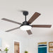 Vaczon 52 Inch 5 Blades DC Motor Modern Downrod Ceiling Fan with LED Light and Remote Control - Sweatfully