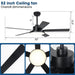 Vaczon 52 Inch 5 Blades DC Motor Modern Downrod Ceiling Fan with LED Light and Remote Control - Sweatfully