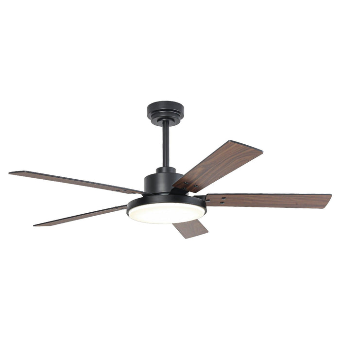 Vaczon 52 Inch 5 Blades DC Motor Modern Downrod Ceiling Fan with LED Light and Remote Control - Sweatfully