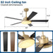Vaczon 52 Inch Double-sided Blades Modern Ceiling Fan with Remote Control and LED Light - Sweatfully