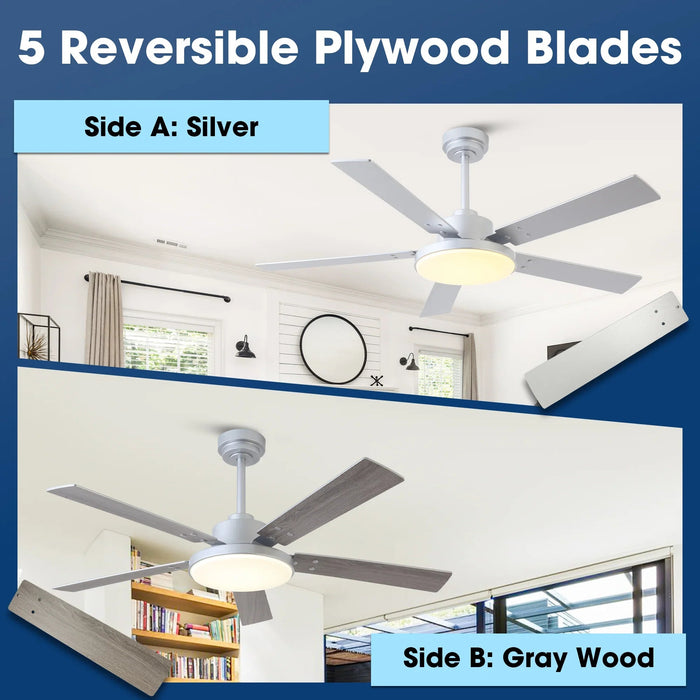 Vaczon 52 Inch Double-sided Blades Modern Ceiling Fan with Remote Control and LED Light - Sweatfully