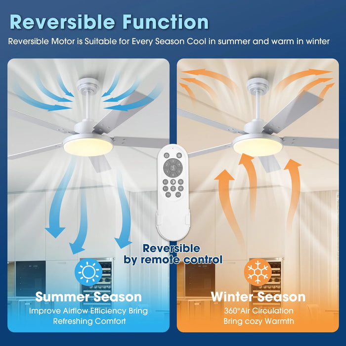 Vaczon 52 Inch Double-sided Blades Modern Ceiling Fan with Remote Control and LED Light - Sweatfully