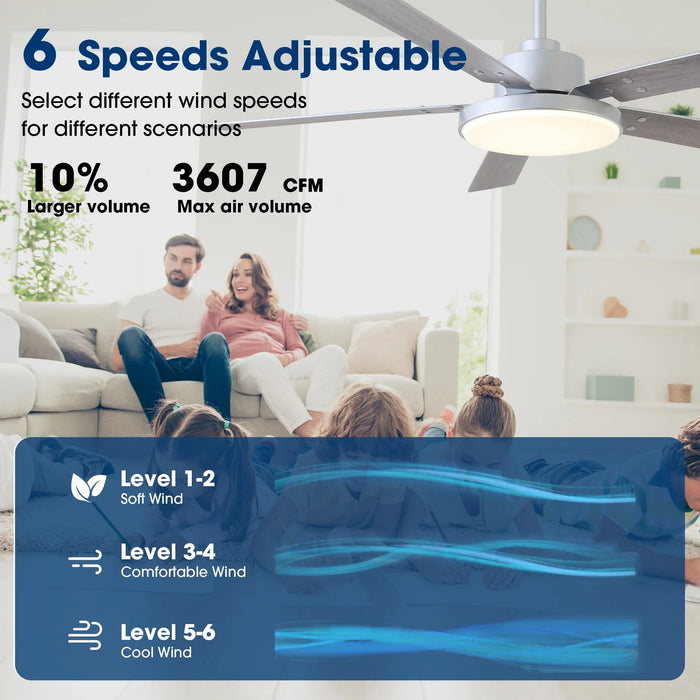 Vaczon 52 Inch Double-sided Blades Modern Ceiling Fan with Remote Control and LED Light - Sweatfully