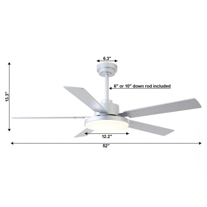 Vaczon 52 Inch Double-sided Blades Modern Ceiling Fan with Remote Control and LED Light - Sweatfully