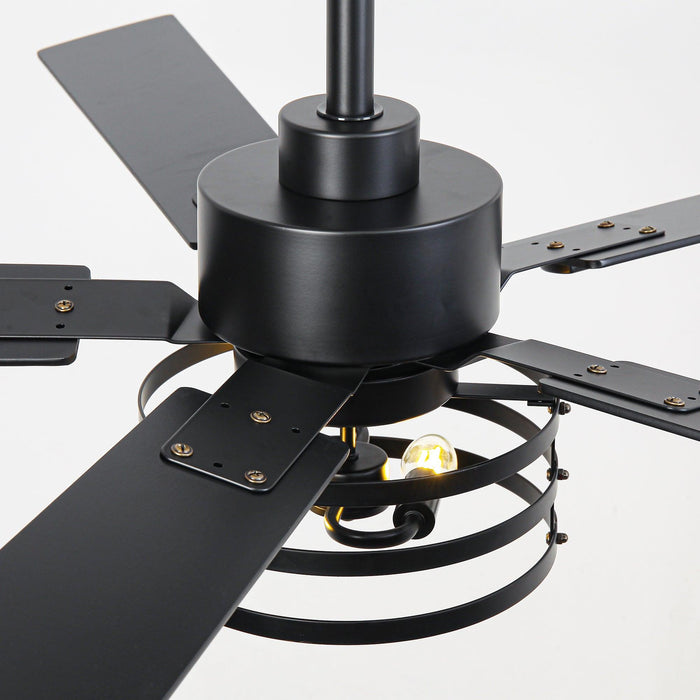Vaczon 52 Inch DC Motor Industrial Downrod Ceiling Fan with Light and Remote Control - Sweatfully