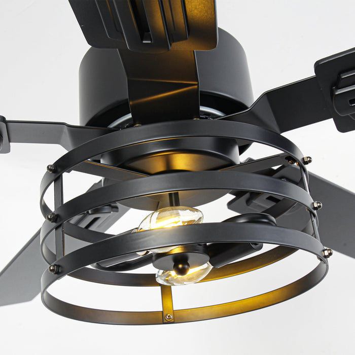 Vaczon 52 Inch DC Motor Industrial Downrod Ceiling Fan with Light and Remote Control - Sweatfully